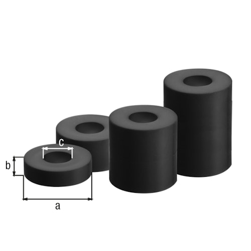 Alberts® Distanzhülse,KST schwarz,Außen ⌀20mm,Höhe je 5/10/20/30mm,verpackt à 5 St. 