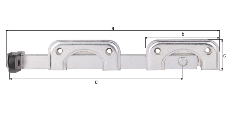 Alberts® Doppeltorüberwurf,für schmale Rahmenhölzer, galvanisch verzinkt dickschichtpassiviert, Gesamtlänge 335mm 209803