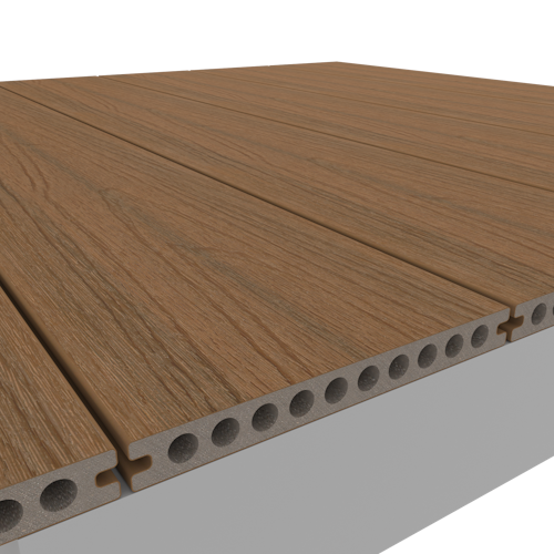 NewTechWood Gigangte WPC-Terrassendiele Hohlkammer Teak  23 x 210 mm
