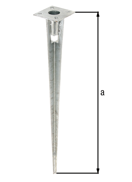 Alberts® Einschlag-Bodenhülse f.Stahlrohr-Zaunpf.,feuerverz.,Länge750mm,für Pfosten⌀38mm 658670