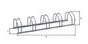Vorschaubild Alberts® Mehrfach-Fahrradständer freist., fvz, Einstellplätze 5, LxT 1300x300 mm 698300