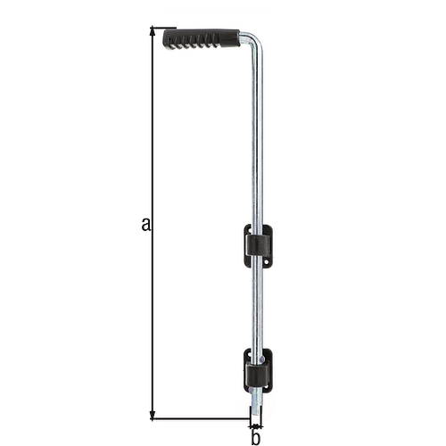Alberts® Bodenschieber,verzinkt,Griff schwarz,Gesamthöhe 600 mm,Abstand Bolzen-Tor 40 mm 207069