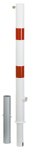 Alberts® Absperrpf.Passau herausnb.Pz.f,vz.,weiß,mit zwei roten Ringen,z.Einb.,Pf.⌀60 mm 786212