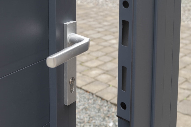 dz VIDUAL Swing Einzeltor Comp-Co WPC 140 x 20 mm Steckprofil