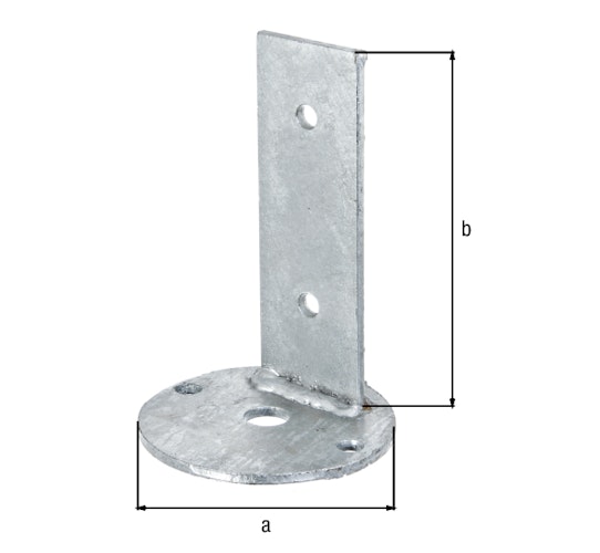 Alberts® Befestigungswinkel, feuerverzinkt, zum Aufschrauben, Aufschraubplatte: ⌀100 mm 657260